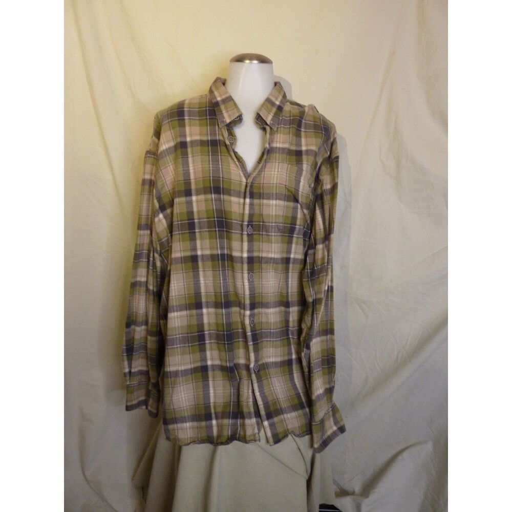 Cabela's Men's Flannel Checked Shirt-1 Pocket-Brown-2XL